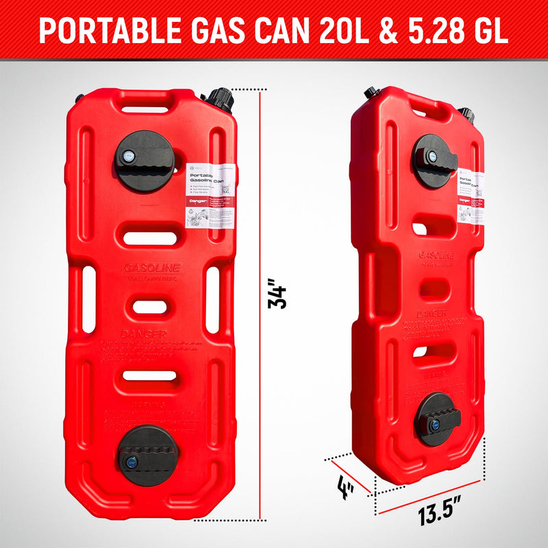 Load image into Gallery viewer, Miolle Gas Can (1pcs) with Mounting Bracket and Lock (2 pcs), 20L Red Oil Petrol Storage Cans Spare Emergency Backup Tank
