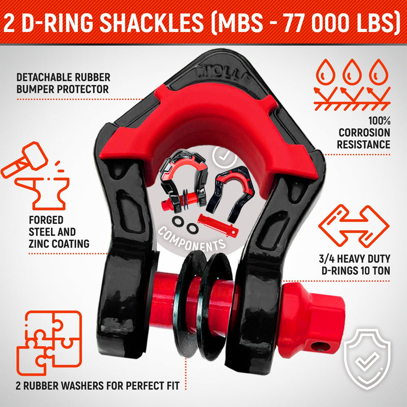 Chargez l&#39;image dans la visionneuse de la galerie, Miolle Beast 2 D Ring Shackle 3/4 with Anti-Theft Lock – 77,000 Lbs MBS
