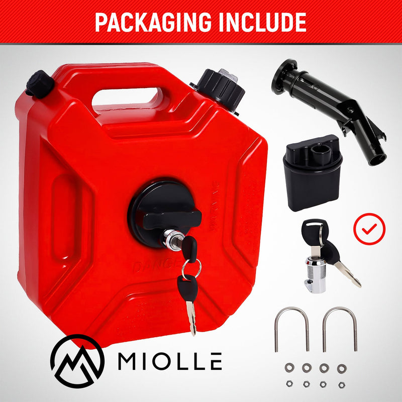 Chargez l&#39;image dans la visionneuse de la galerie, Miolle Gas Can with Mounting Bracket and Lock, 5L Red
